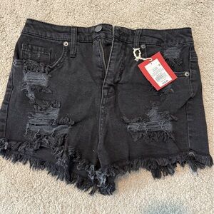 Mossimo Supply Co Black Jean Shorts Distressed Frayed Hem